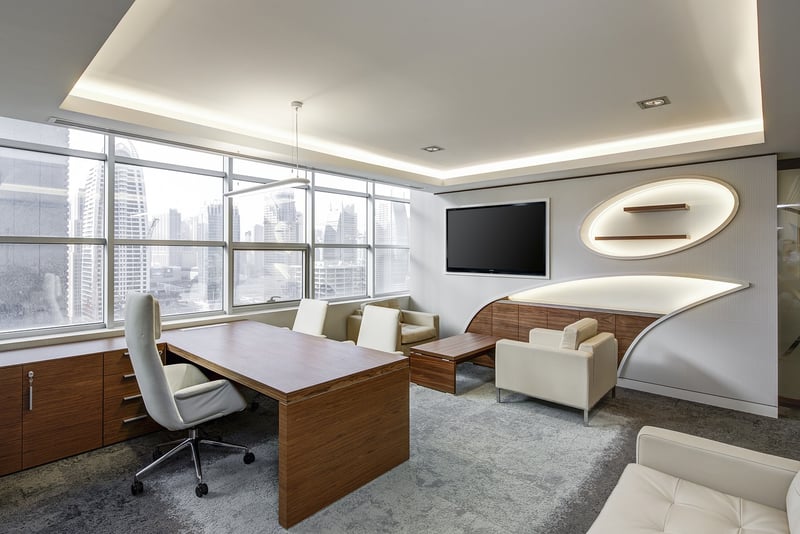 office desk with laptop